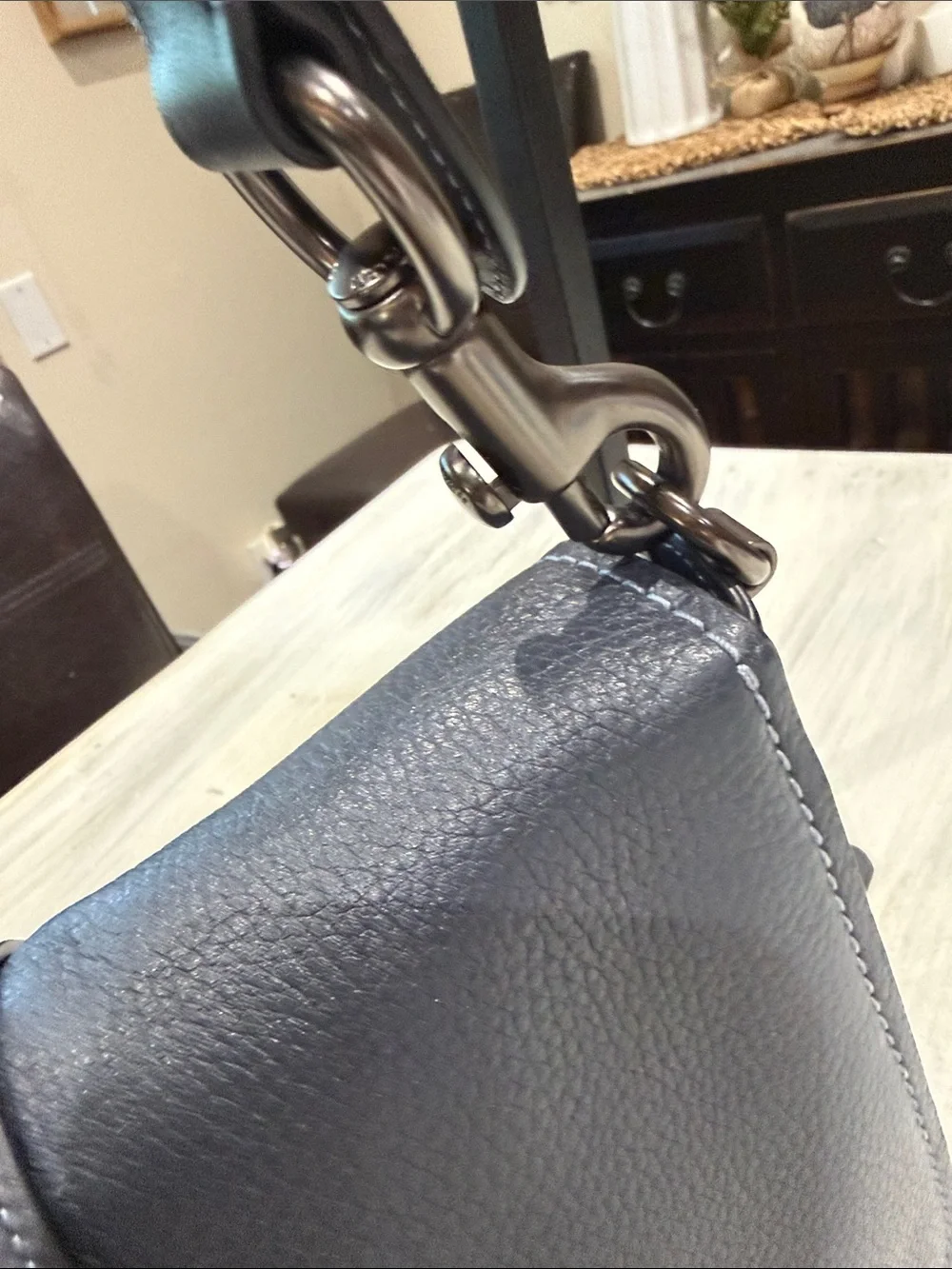 Coach Page 27 Blue Pebbled Leather Shoulder Bag